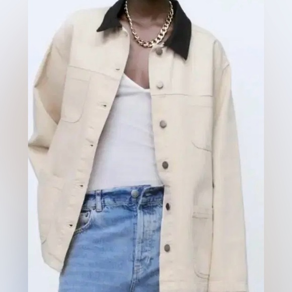 Zara COLLECTION CONTRAST-COLLAR OVERSHIRT - Picture 2 of 11